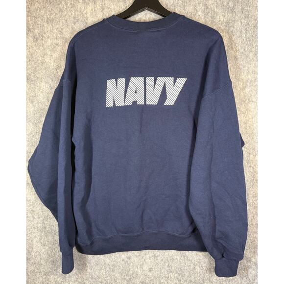 Vintage US Navy Soffe Crewneck Blue Long Sleeve Reflective PT Exercise Top - XL - Picture 3 of 8